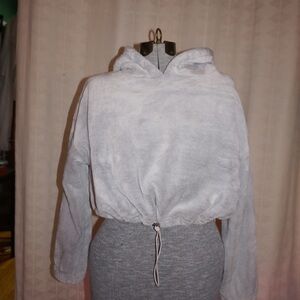 Women's Cropped Gray Hoodie Top